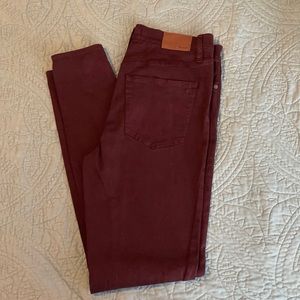 NWOT! Madewell maroon jeans, 9” skinny, 30 Tall